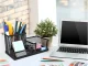Metal Desk Organizer with 3 Compartments, Black