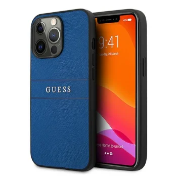 Dėklas Guess Saffiano Stripe skirtas iPhone 13 Pro Max 6.7", mėlynas