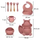 Set of silicone children\'s dishes 9 elements, dark pink