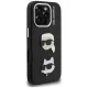Karl Lagerfeld FW Grained Karl & Choupette Heads Pins Case for iPhone 16 Pro Max, Black