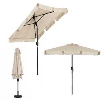 Rectangular Garden Umbrella with Tilt and Crank, 200x130 cm, Beige, MultiGarden