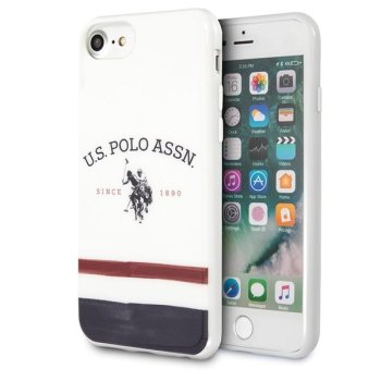 Apple iPhone 8 / 7 / SE (2020) (2022) 4.7" US Polo Tricolor Pattern Collection Case Cover (USHCI8PCSTRB), White