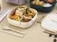Lunchbox with Compartments and Cutlery, Beige