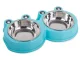 Double Pet Bowl for Dogs and Cats 2 x 0.3L, Blue