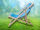 Folding Wooden Beach and Garden Sun Lounger with Cushion, Blue