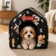 Foldable Dog and Cat House Bed with Removable Mat L, Black