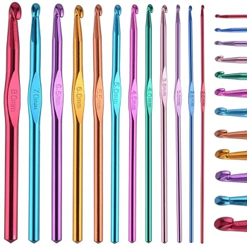 12-Piece Crochet Hook Set with Case, Aluminum Hooks 2mm - 8mm