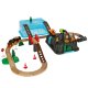 Wooden Train Set Construction Site with Battery-Operated Train 55 Pieces