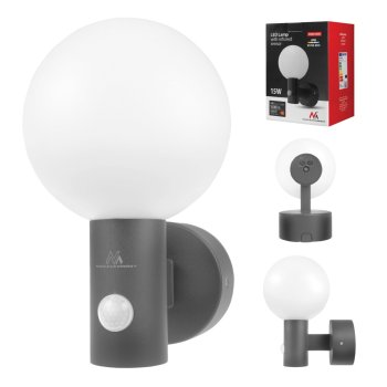 Maclean MCE515 GR LED Facade Lamp with Motion Sensor, 15W, IP65, Grey