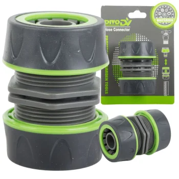Garden Hose Repair Connector DIVODV 3/4", ABS + Rubber, Green/Black