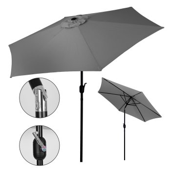 MultiGarden Garden Parasol with Tilt and Crank, 270 cm, Grey