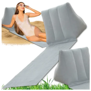 Bakalu Folding Beach Mat with Inflatable Backrest, Grey