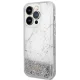 Guess iPhone 14 Pro Case Liquid Glitter Marble, White