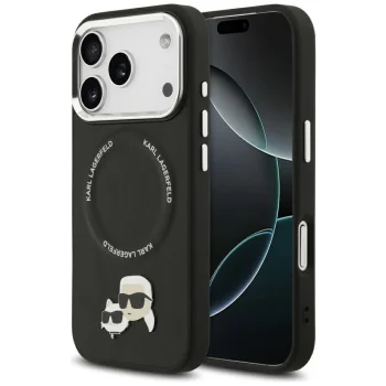 Karl Lagerfeld Karl & Choupette Pins MagSafe Case for iPhone 17 Pro Max, Black