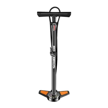 Rockbros GP6532B Floor Bicycle Pump with Pressure Gauge, 11 bar - Black and Orange