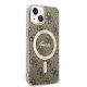 Apple iPhone 14 Plus 6.7\" Guess 4G Print MagSafe Case Cover (GUBPP14MH4EACSW) + Charger, Brown | Telefona Maciņš...