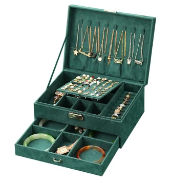 Jewellery Box Organiser with Drawer, Green