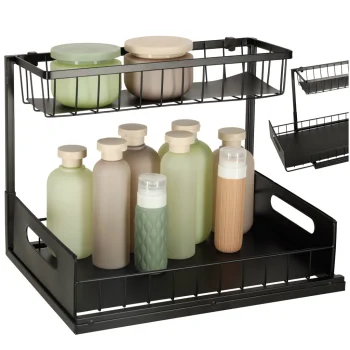2-Tier Pull-Out Kitchen Under Sink Organizer, Black
