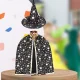 Wizard Halloween Costume Set (Cape + Hat) Black with Gold Stars