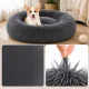 Soft Plush Pet Bed for Dogs and Cats, Round, 50cm, Dark Grey