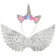 Kids Unicorn Carnival Costume with Skirt, Wings and Headband, Silver