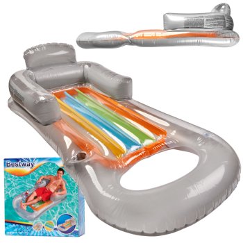 BESTWAY 43028 Inflatable Swimming Water Mattress with Bottle Holder Grey, 161x84 cm