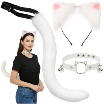 Ruhhy 26584 Cat/Fox Costume Set (3-Piece), White