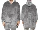 Warm Oversized Hoodie Blanket, Thick 2-in-1 Wearable Sweatshirt, Grey