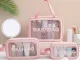 Clear Travel Cosmetic Bag Set 3-in-1 Toiletry Organizer, Pink