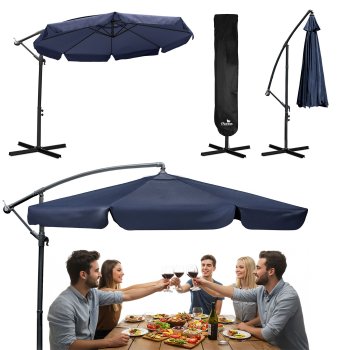 Plonos Foldable Garden Umbrella, 350 cm, Blue