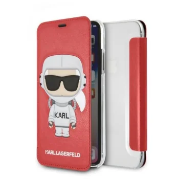 Karl Lagerfeld Karl Space Cosmonaut atverčiamas iPhone X / XS dėklas, raudonas