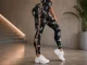 Women\'s Push Up Fitness Leggings High Waist S/M, Marble Pattern