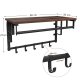 Industrial Wall Mounted Coat Rack with Shelf and Hanging Rail for Entryway, Rustic Brown