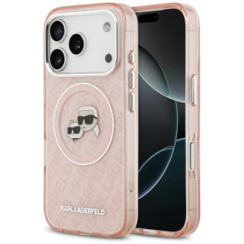 Karl Lagerfeld IML Glitter Karl & Choupette Heads Logo MagSafe Phone Case Cover iPhone 17 Pro - Pink