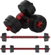 4Fizjo Adjustable Bitumen Dumbbells with Barbell, 2 x 10 kg