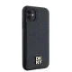 DKNY iPhone 11 / XR Case Leather Monogram Pattern Metal Logo MagSafe, Black
