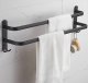Metal Towel Rack Hanger Holder with Hooks, 60cm, Black