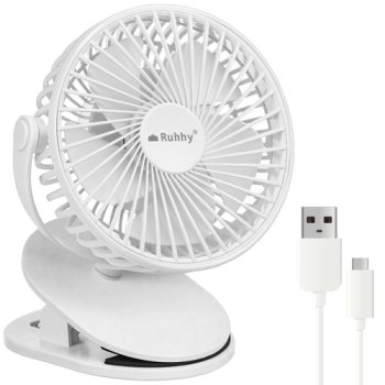 Ruhhy Cordless Clip On Desk Fan 25566, White
