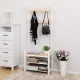 Leobert Coat Rack with Shoe Shelves, 9 Hooks, Beige