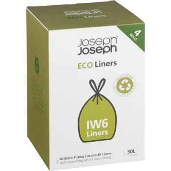 Joseph Joseph IW6 20L Recycled Bin Liners with Drawstring, 20 pcs, Grey