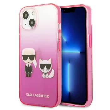 Karl Lagerfeld Gradient Ikonik Karl&Choupette Case for iPhone 13 mini, Pink