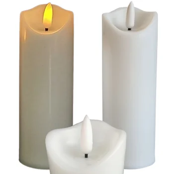 LED Candle with Moving Flame, 12.5x5cm, White
