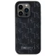Karl Lagerfeld iPhone 15 Pro Case Leather Monogram Metal Logo MagSafe, Black
