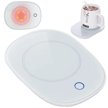 Electric Mug Warmer for Desk 16W with LED Indicator, White