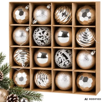 Christmas Tree Baubles Set 6cm Plastic 16 pcs Silver