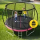 4Fizjo PRO Garden Trampoline for Kids with Safety Net, 312 cm (10FT), Pink/Black
