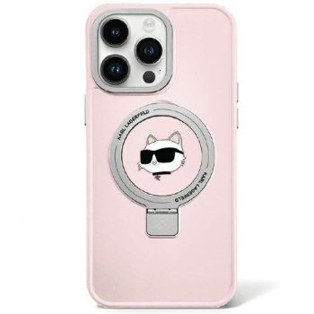 Apple iPhone 15 6.1" Karl Lagerfeld Ring Stand Choupette Head MagSafe Case Cover (KLHMP15SHMRSCHP), Pink