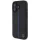 Mercedes iPhone 16 Case Blue Line Leather MagSafe, Black
