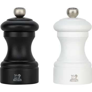 Peugeot Bistro Duo Salt and Pepper Mill Set, 10 cm, Black/White