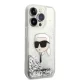 Karl Lagerfeld iPhone 14 Pro Case Liquid Glitter Karl Head Silver